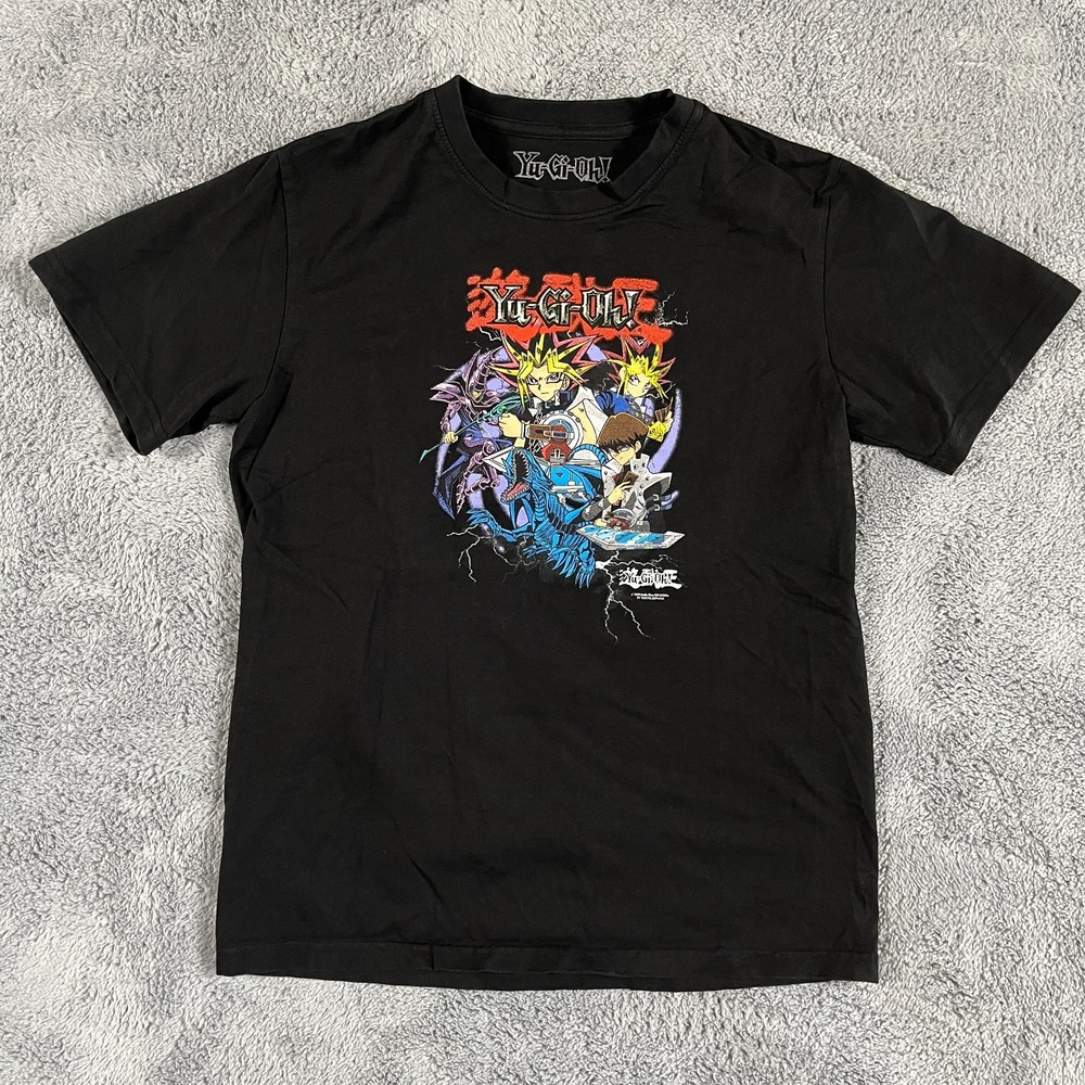 Yu-Gi-Oh T-Shirt Mens M Black Blue-Eyes White Dragon Anime Pullover Graphic Tee